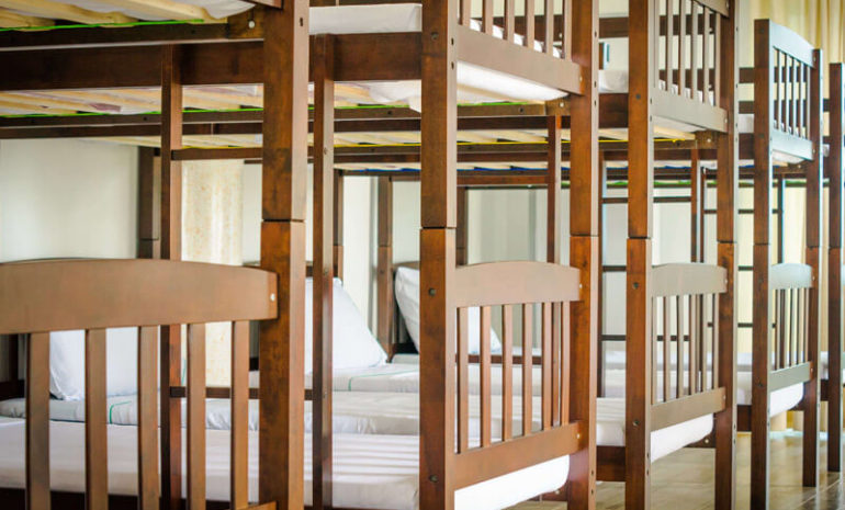 Dormitory Room wooden ladder for the bunk bed